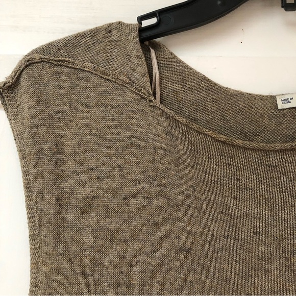 Zara linen blend soft long organic asymmetrical hem body dress heathered M - Picture 3 of 11